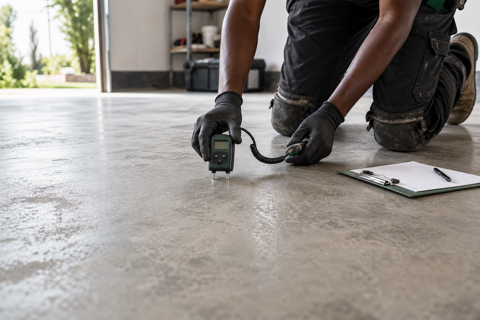 Moisture check before epoxy floor installation