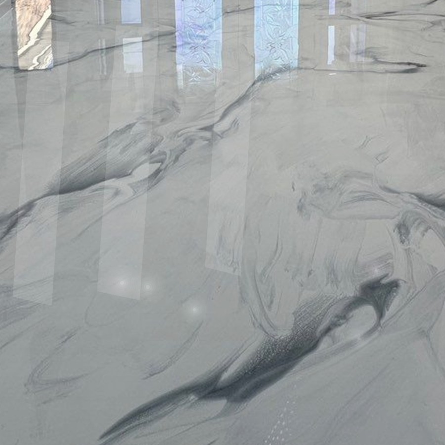 White silver epoxy with drifting grey movement